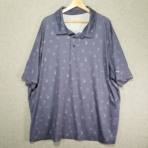 Reebok Shirt Polo XXXL Blue Party Cocktail Sunglass All Over Print Golf Stretch